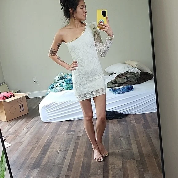 Dresses Lace Gold Off Shoulder Dress Bridal Bachelorette Poshmark